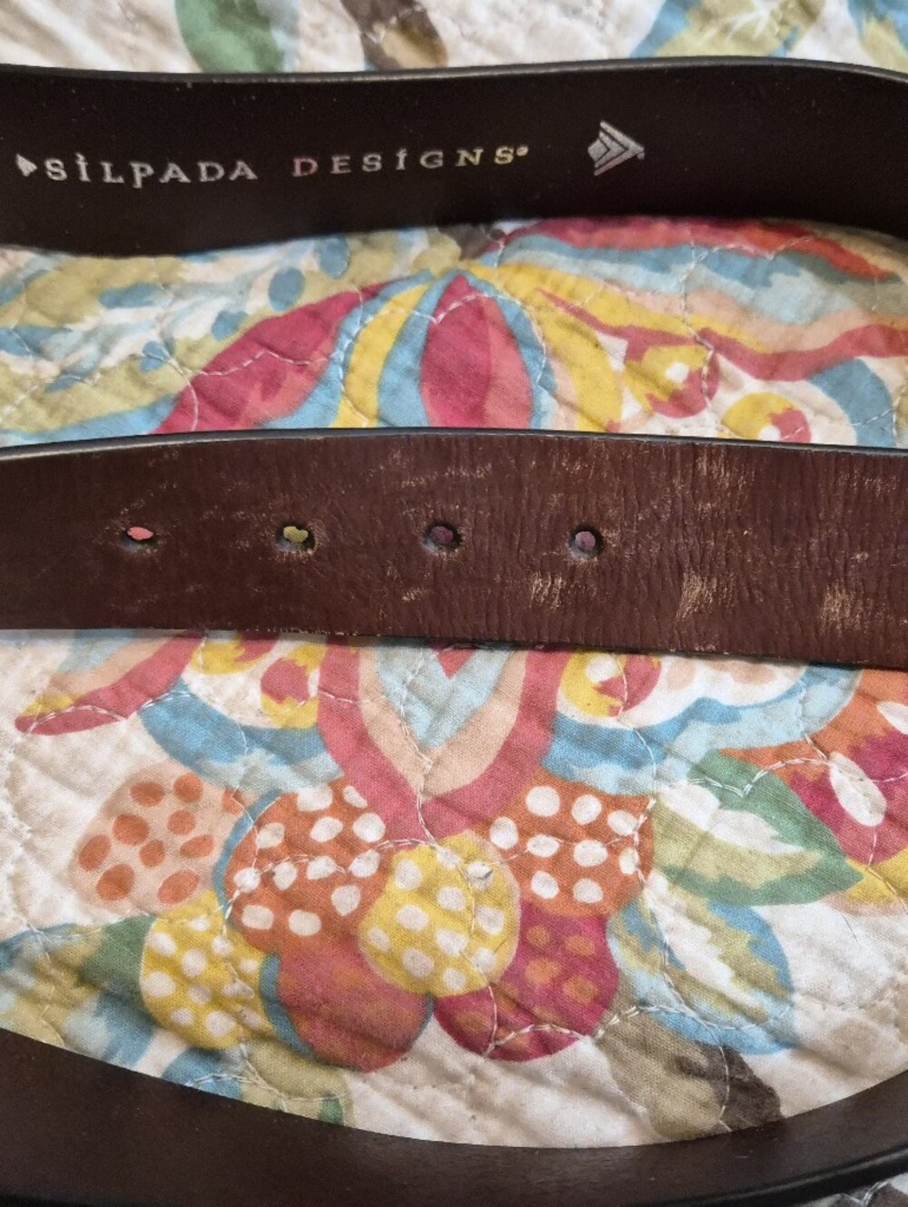 Silpada Designs Women's Brown Leather Fashion Belt Size M Flower Buckle - Picture 6 of 6